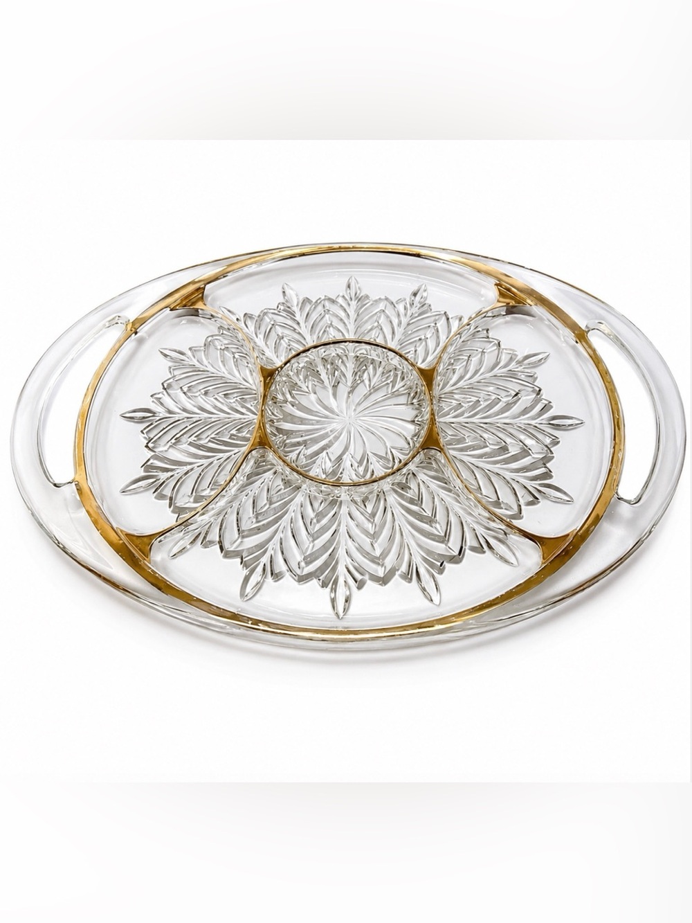 Jeannette Glass Relish Sectioned Serving Relish Tray Gorgeous Vintage 1950s